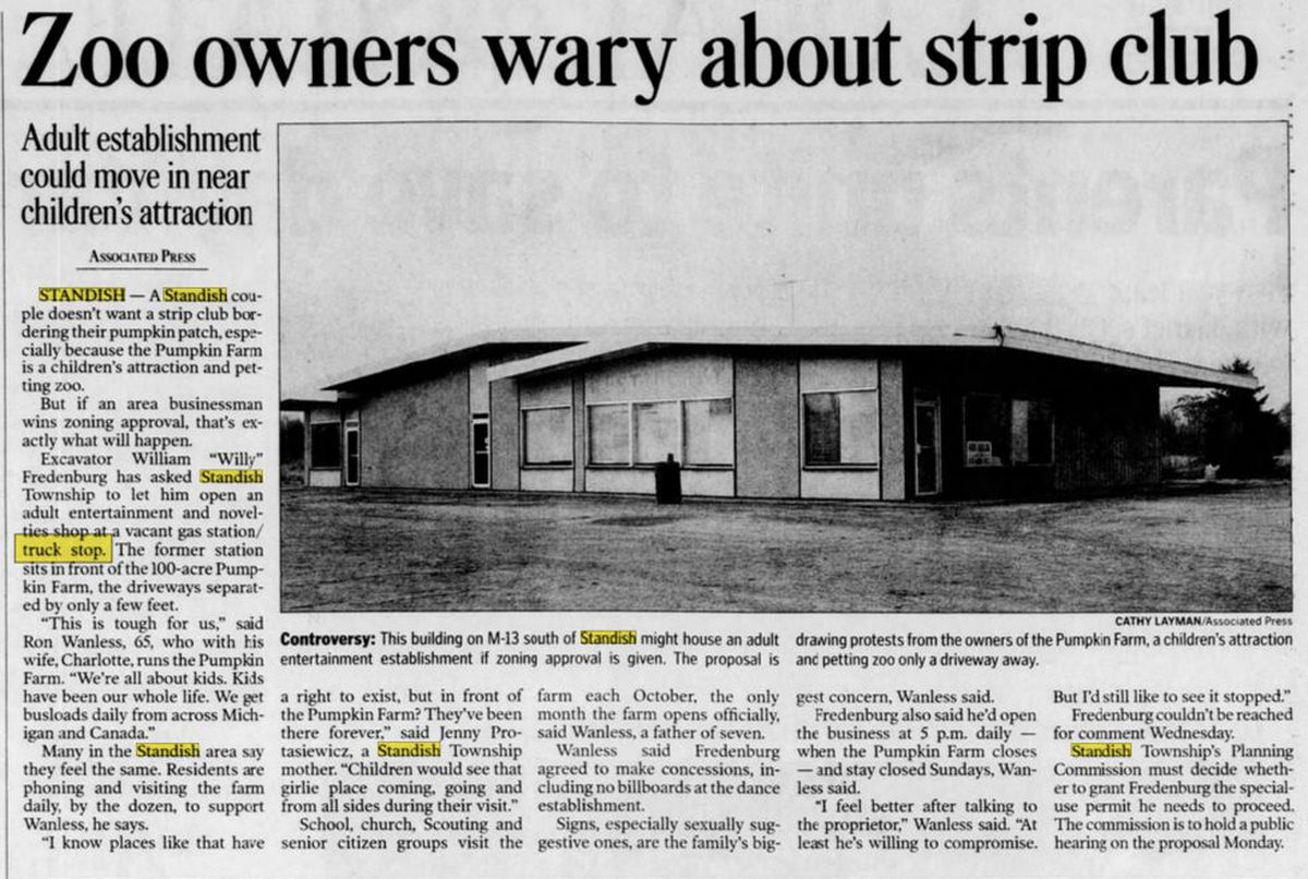 Tonys North Restaurant (Standish Truck Stop) - November 2002 Article On Strip Club Idea (newer photo)